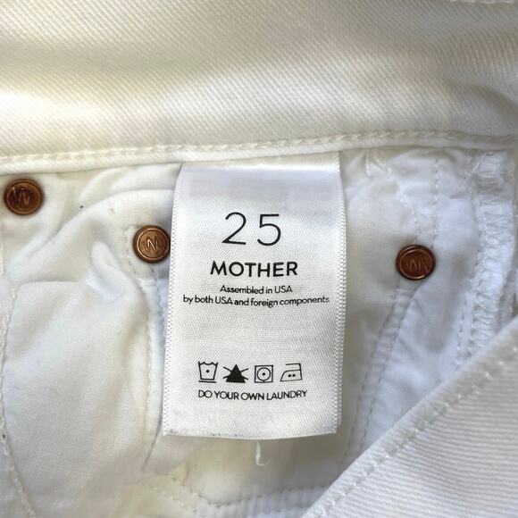 MOTHER Insider Crop Step Fray Mini Flare Bootcut Jeans Cracked Slipper - Size 25 - Picture 10 of 13